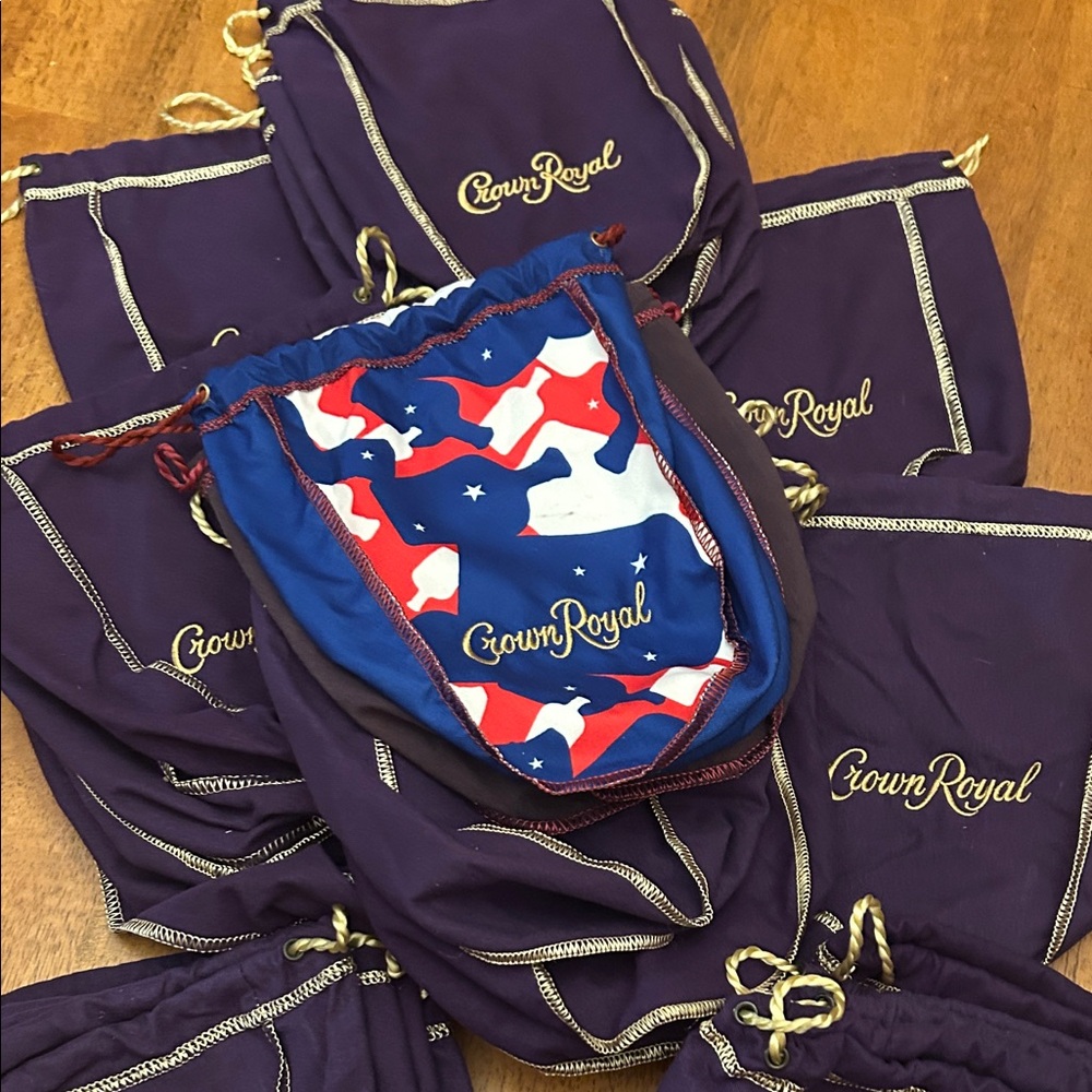 22 Crown Royal Purple Velvet Bag 1 red white and blue _ 1 blackberry bag